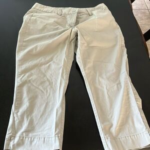 And tell her the loft size 10, petite beige, khakis capris